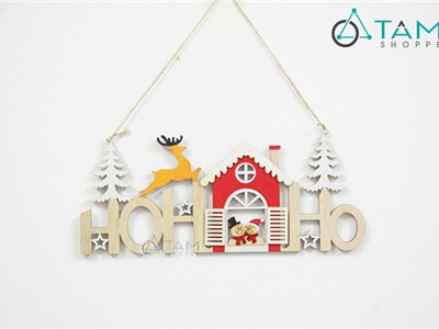 Bảng treo cửa Giáng sinh bằng gỗ HOHO số 28